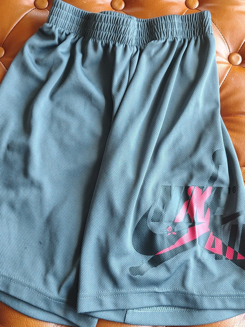 Nike Jordan Gray Mesh Athletic Shorts with Red Logo